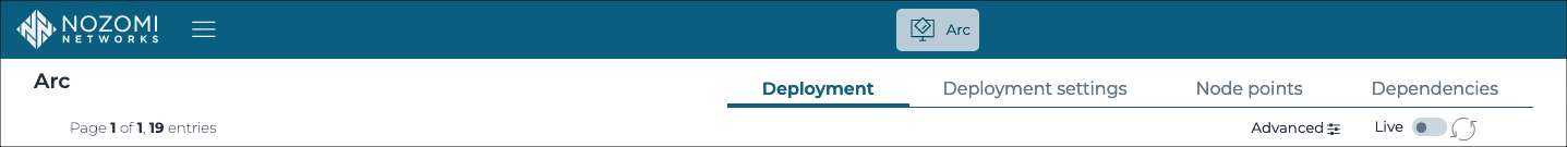 Arc button in Guardian Web UI