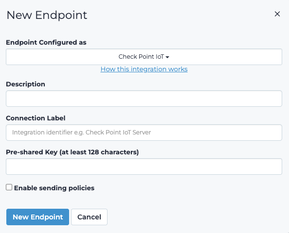 Check Point IoT dialog