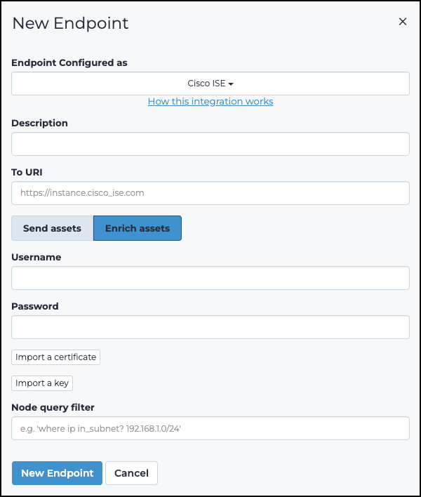 Enrich assets dialog