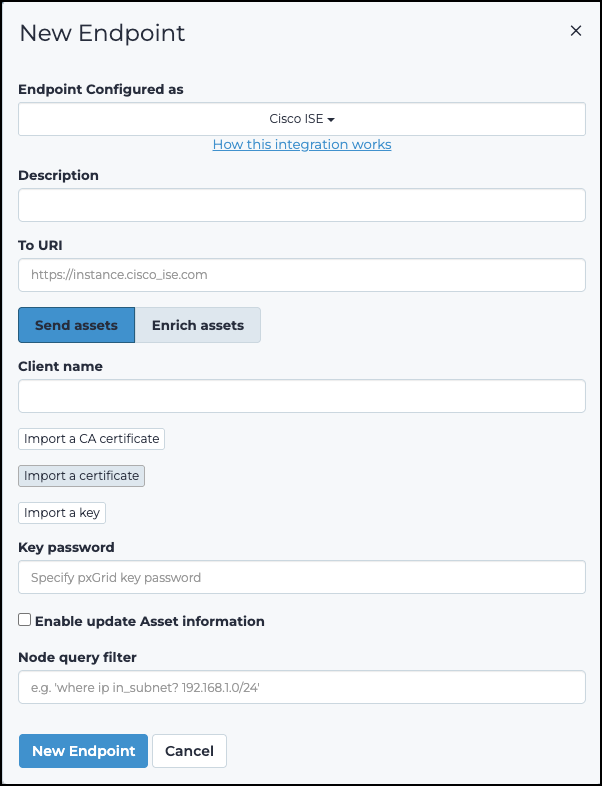 Send assets dialog