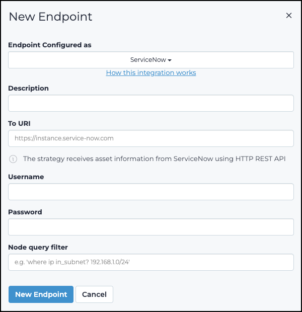 ServiceNow dialog