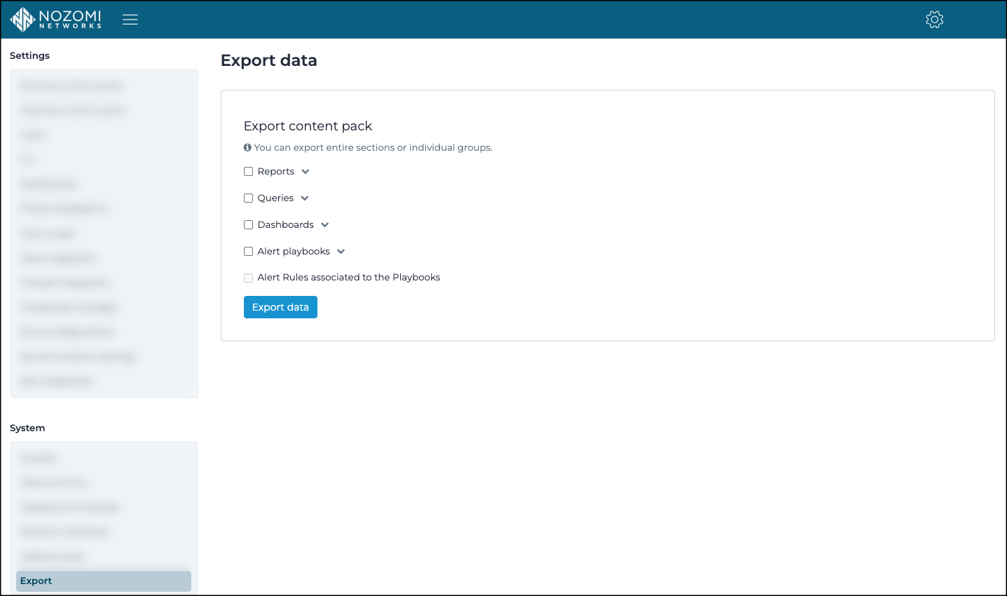 Export page
