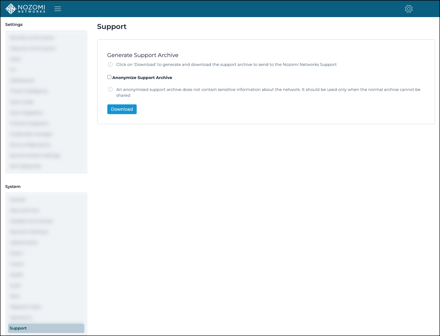 Support page