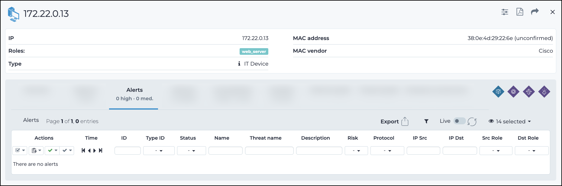 Alerts tab