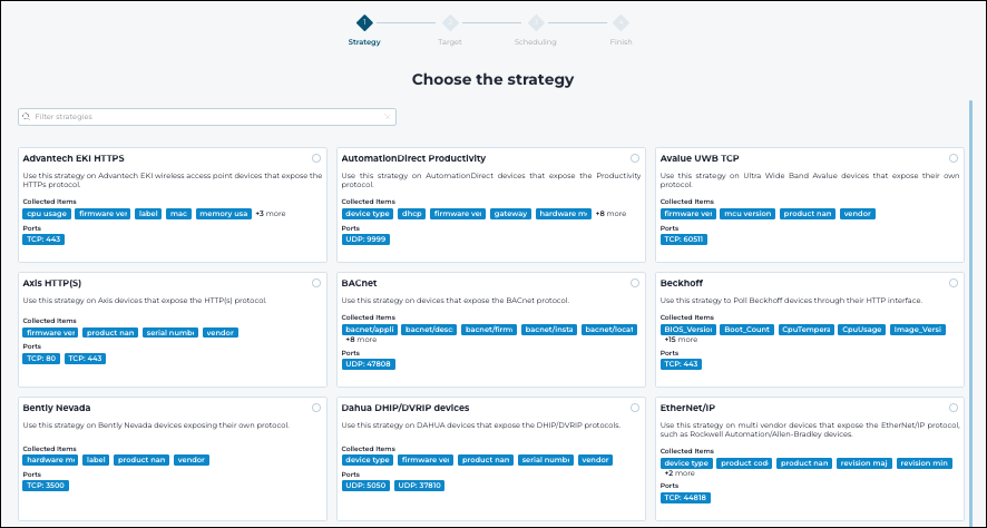 Strategy selection page