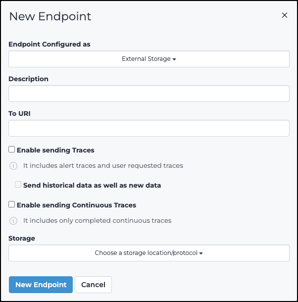 External Storage dialog