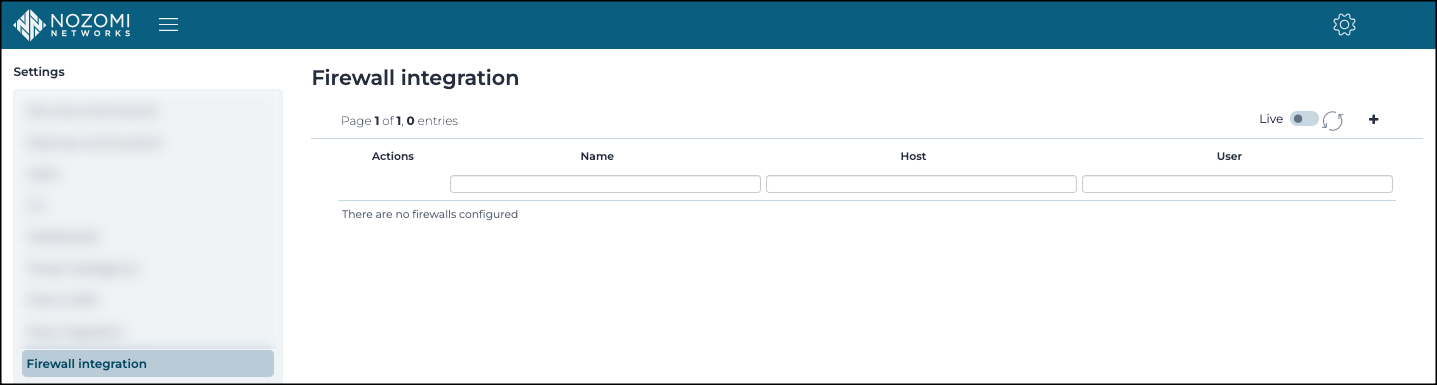 Firewall integrations page