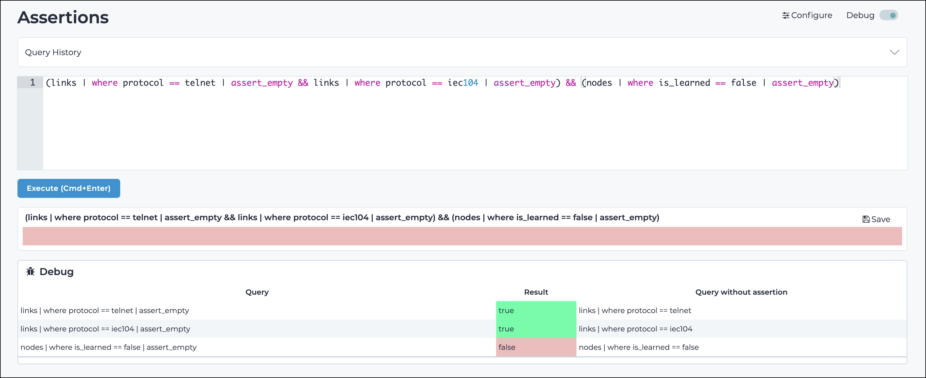 Complex assertion being debugged