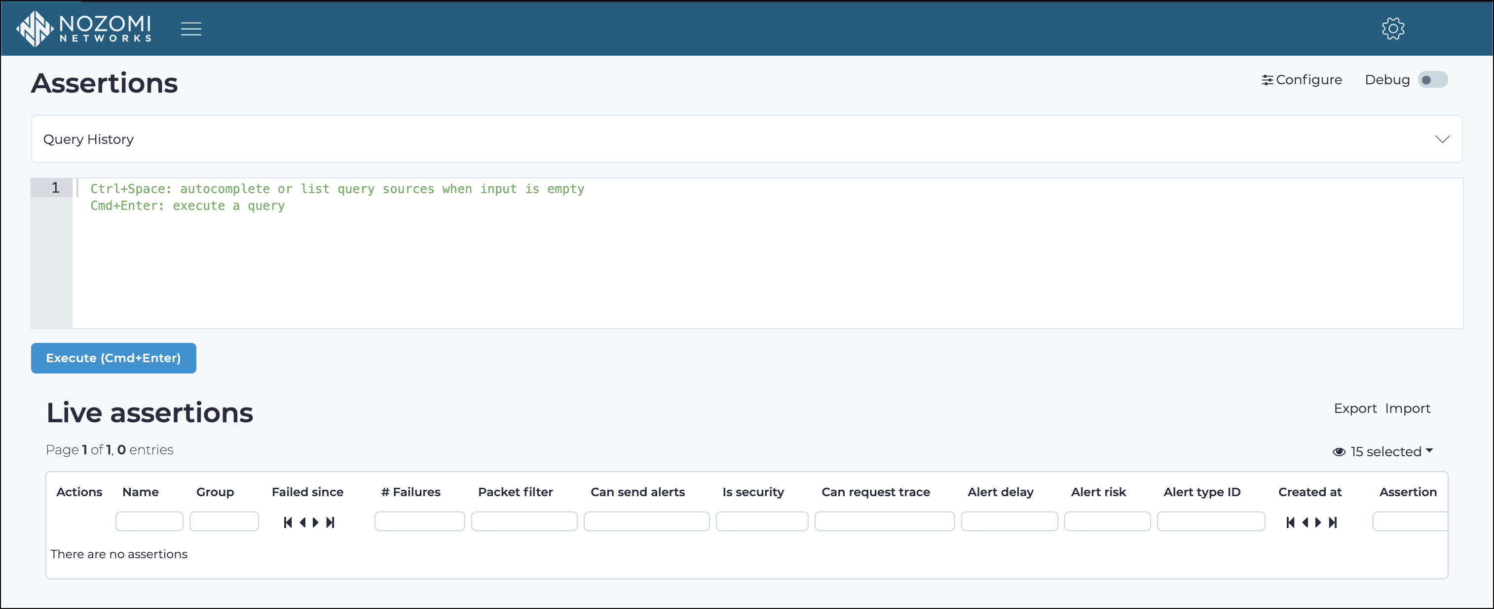 Assertions page