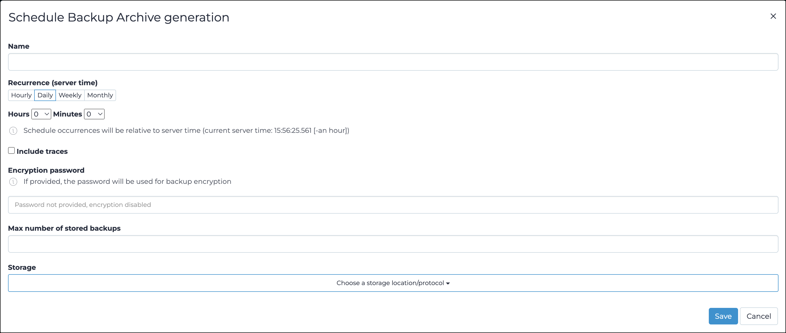 Schedule Backup Archive generation settings - Guardian