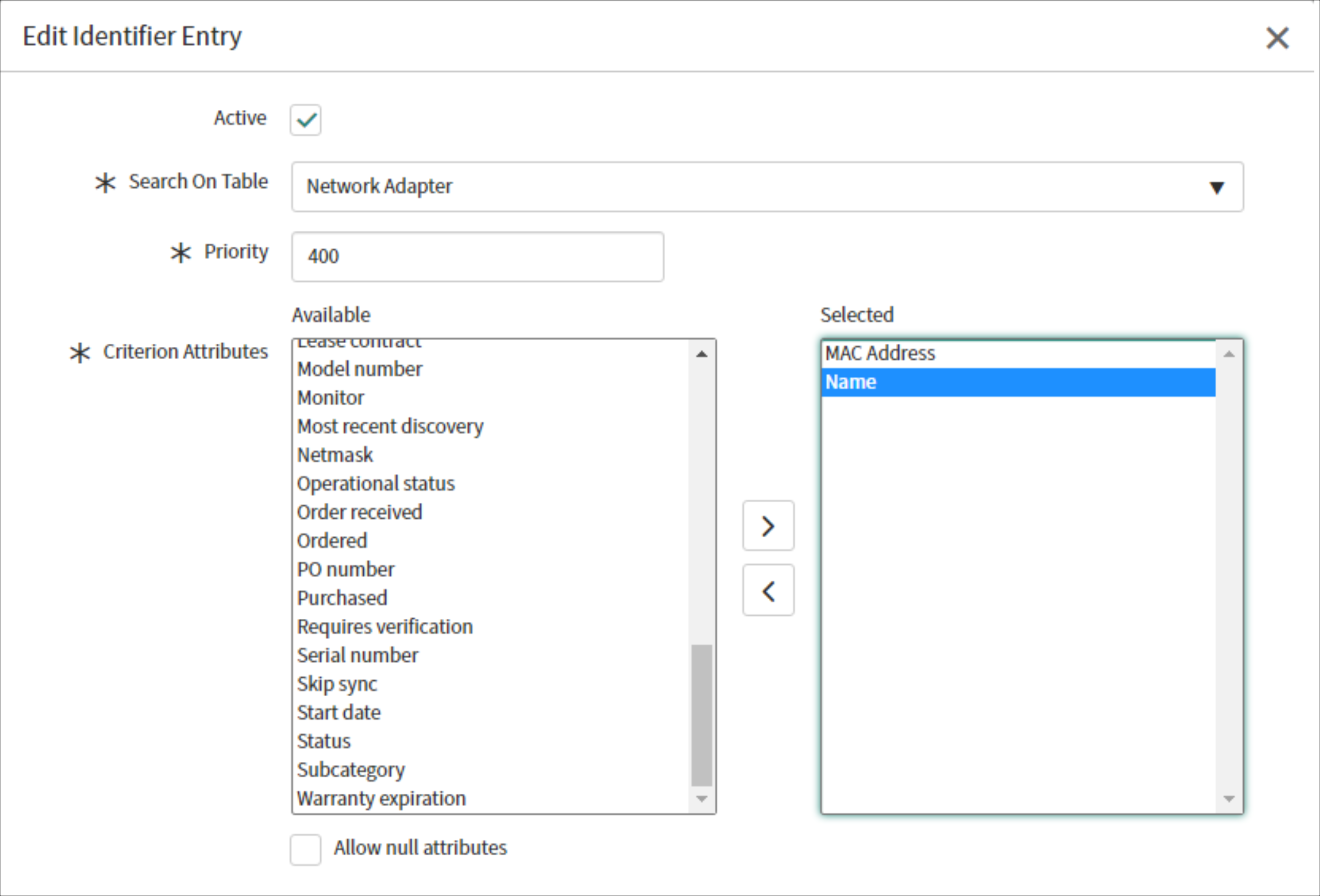 Edit Identifier Entry