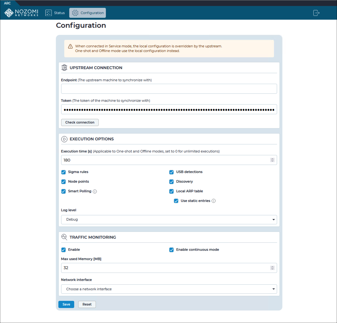 Local configuration UI - Configuration page