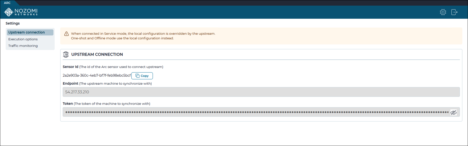 Settings page