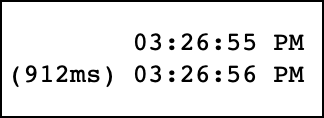 CLI output with timestamp and duration indicator for slow responses