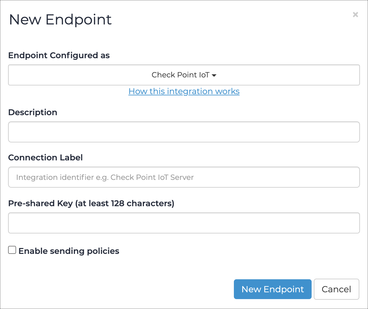 Check Point IoT dialog
