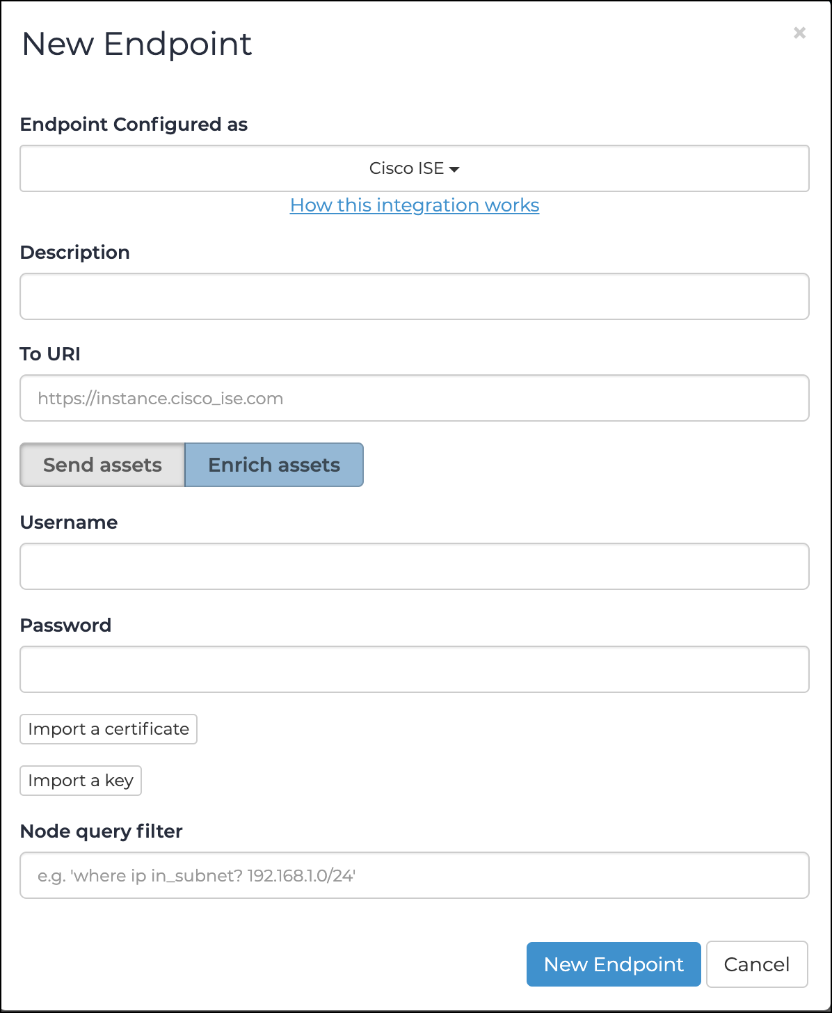 Enrich assets dialog