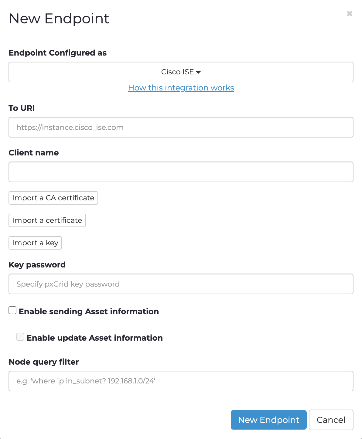 Cisco ISE dialog