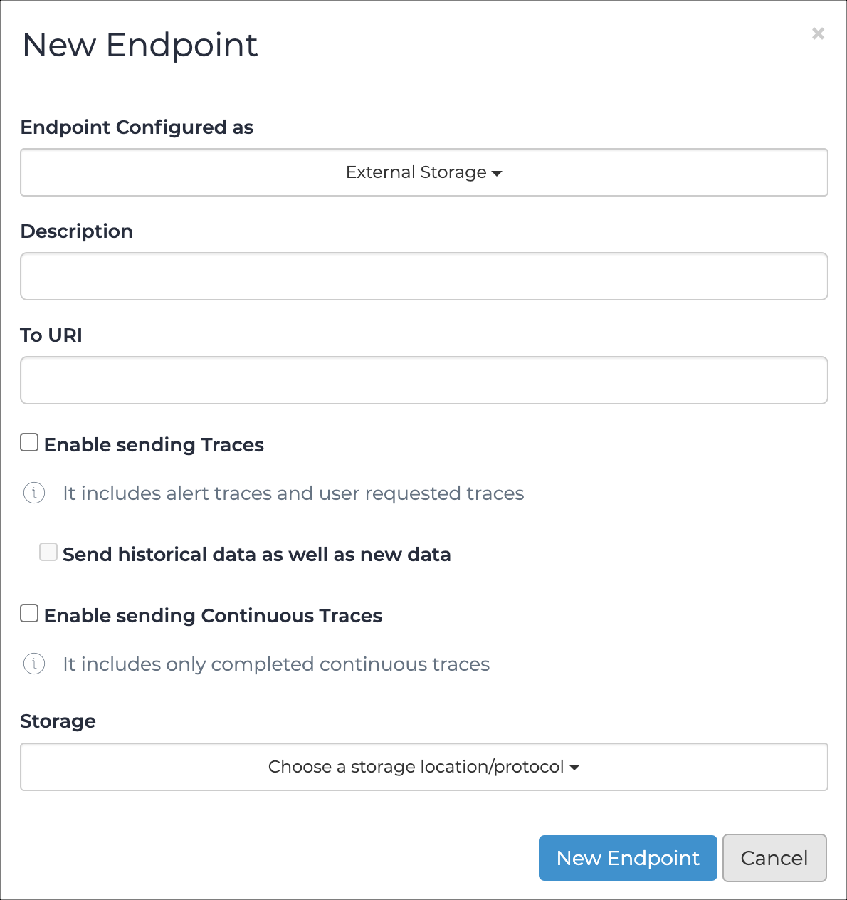 External Storage dialog