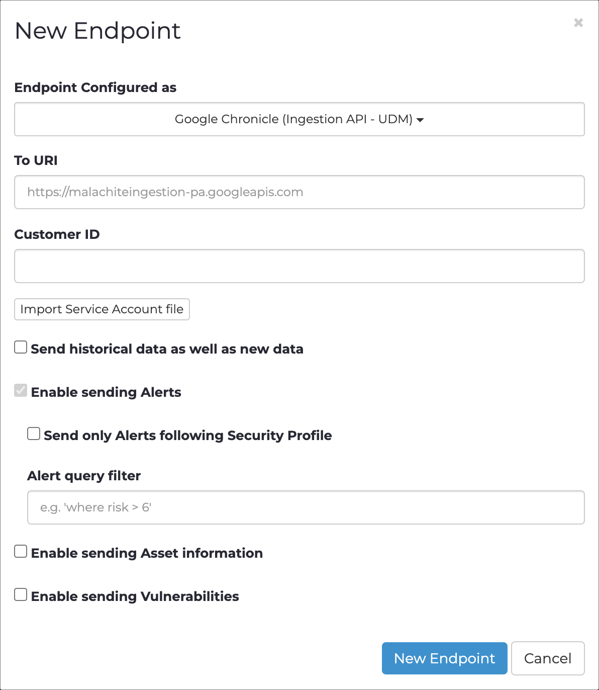 Google Chronicle dialog