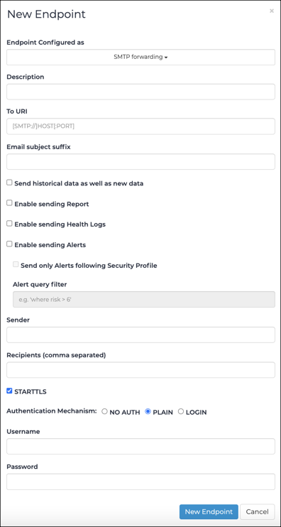 SMTP forwarding dialog