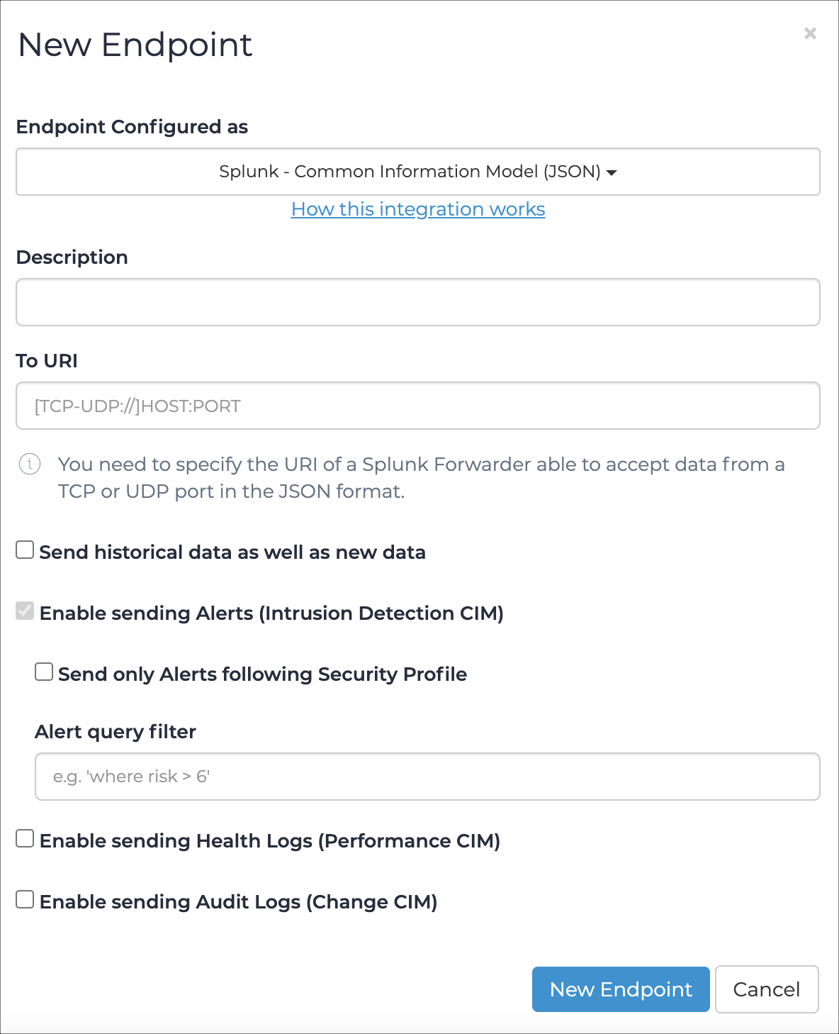 Splunk dialog