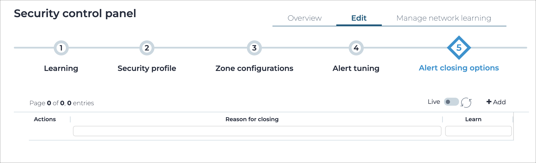 Alert closing options page