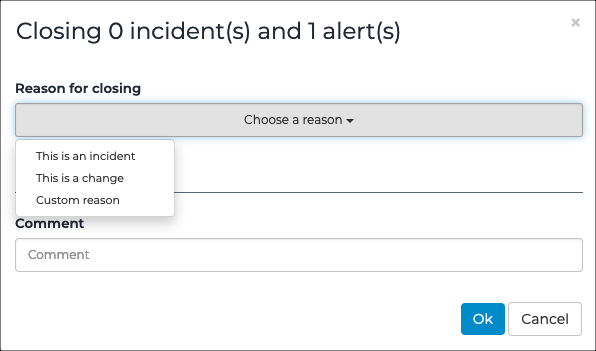 Alerts closing dialog