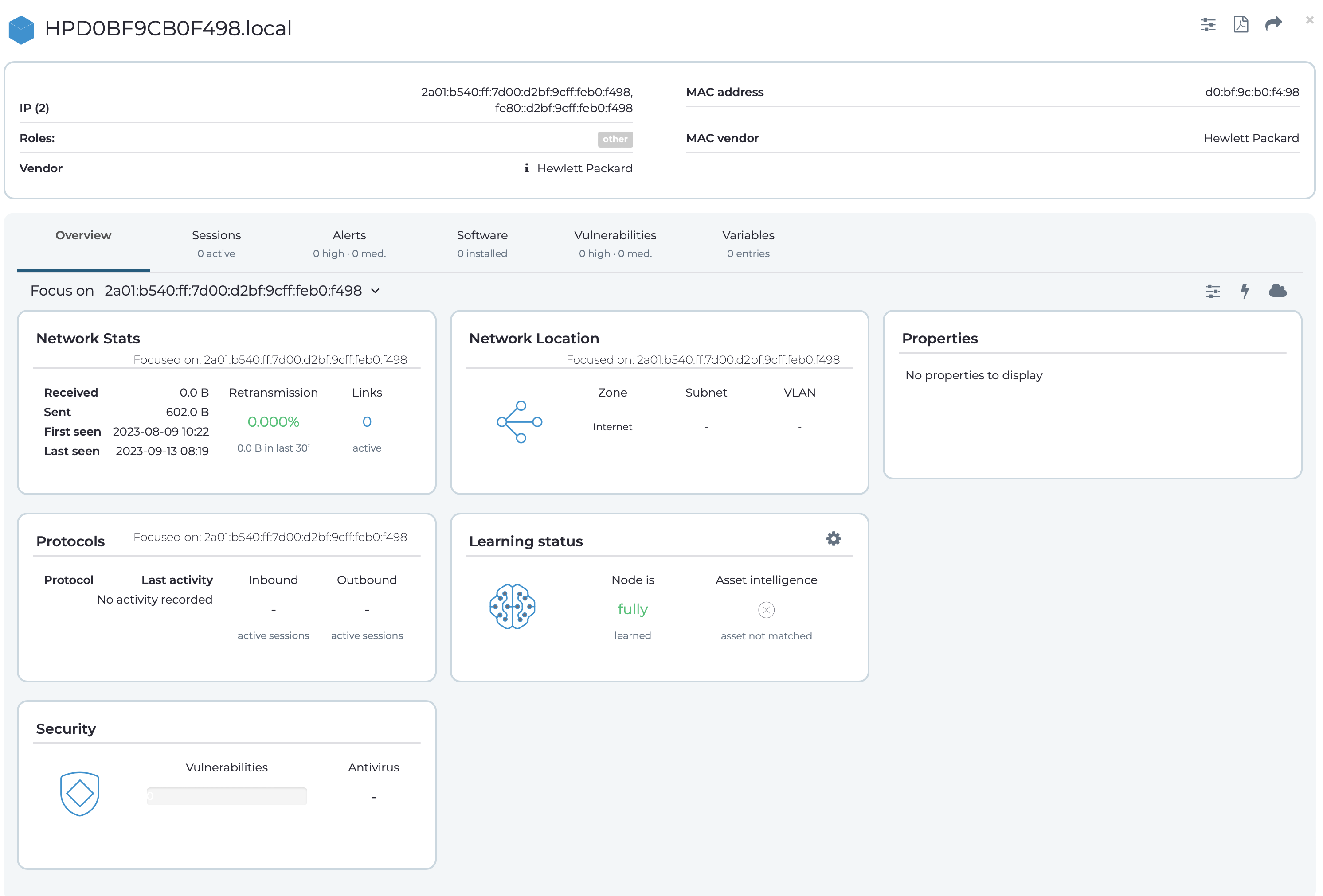 Asset details window