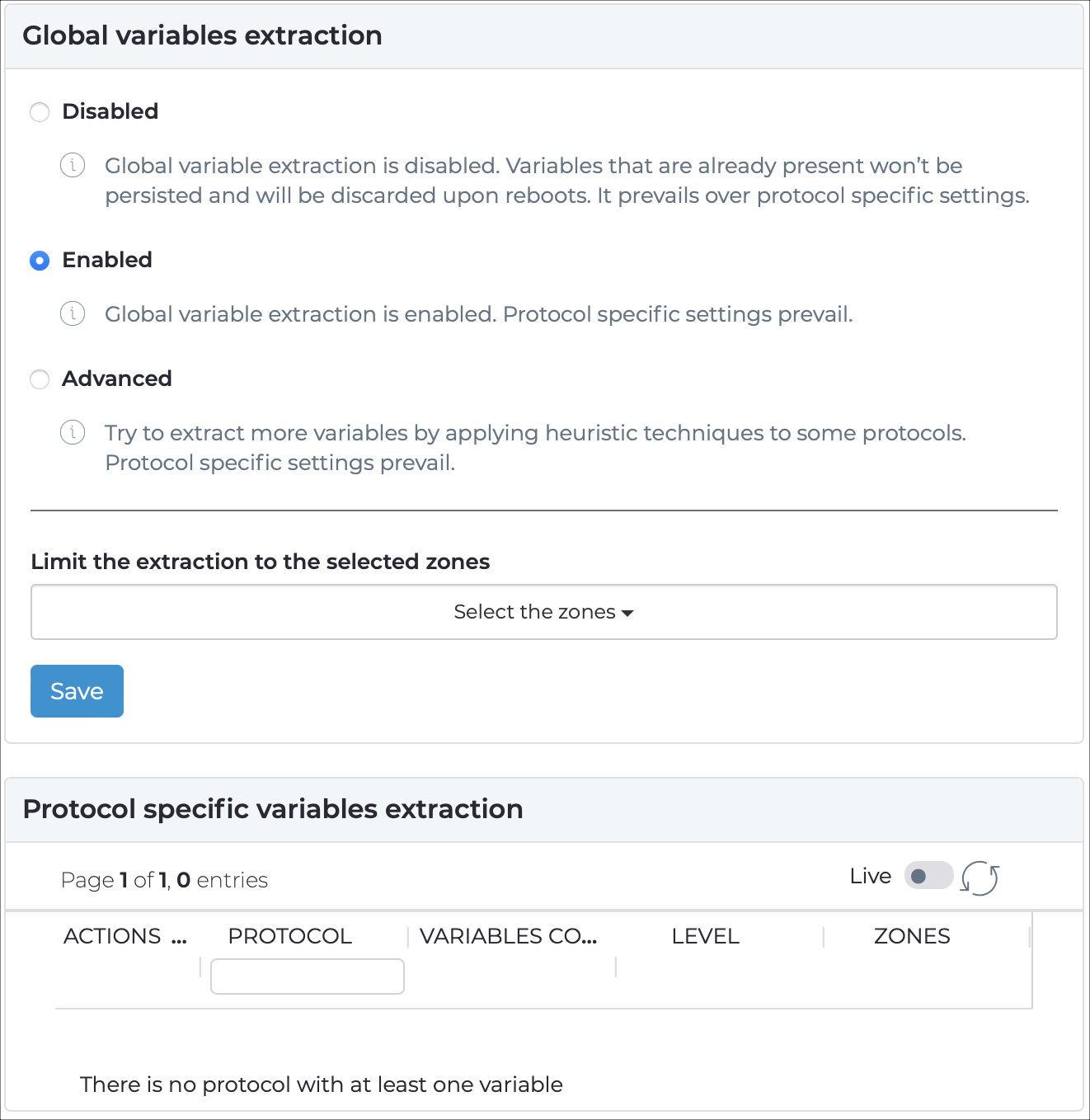 Process variable extraction tuning