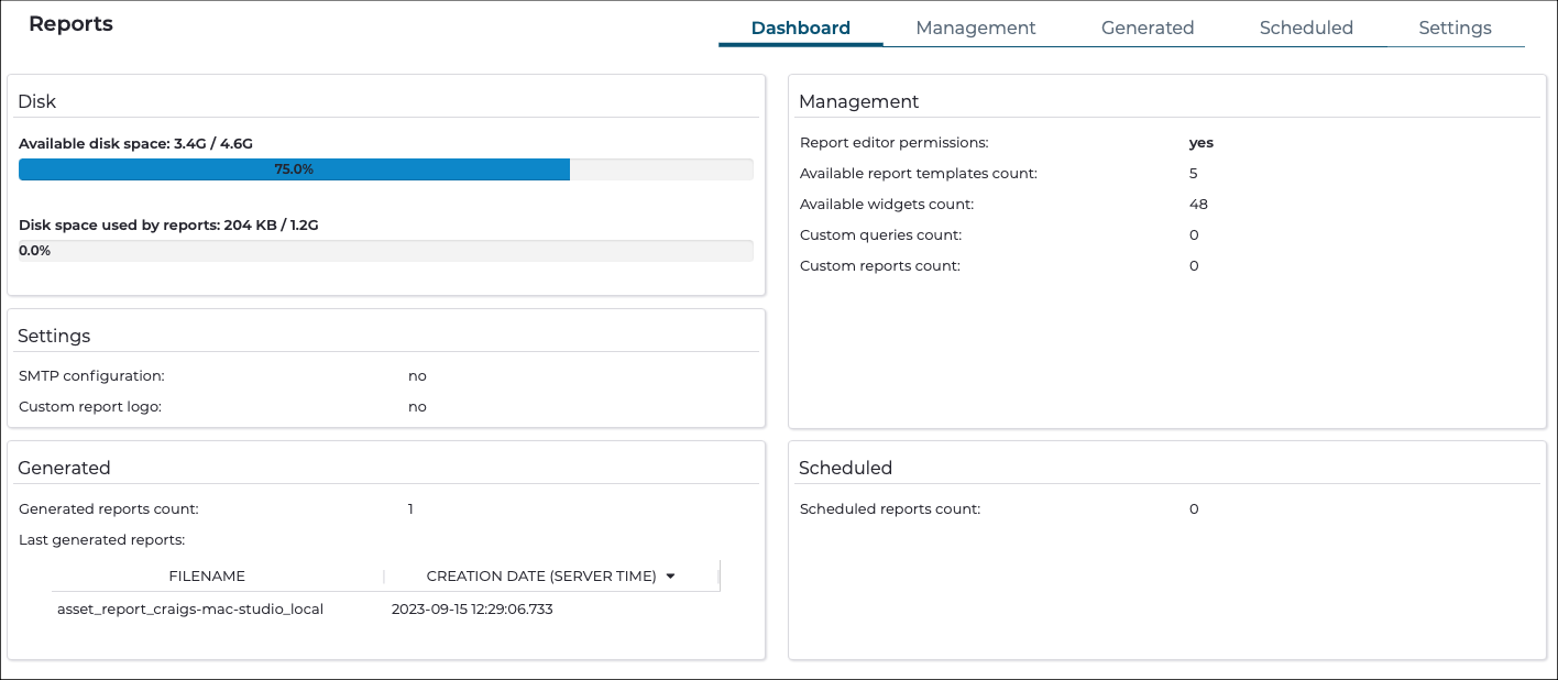 Dashboard page