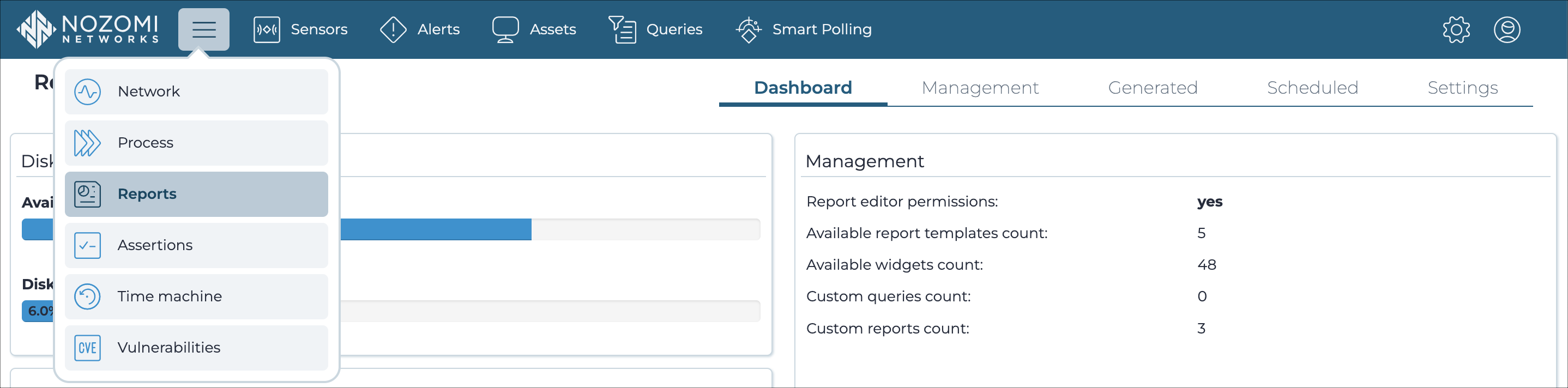 Reports page