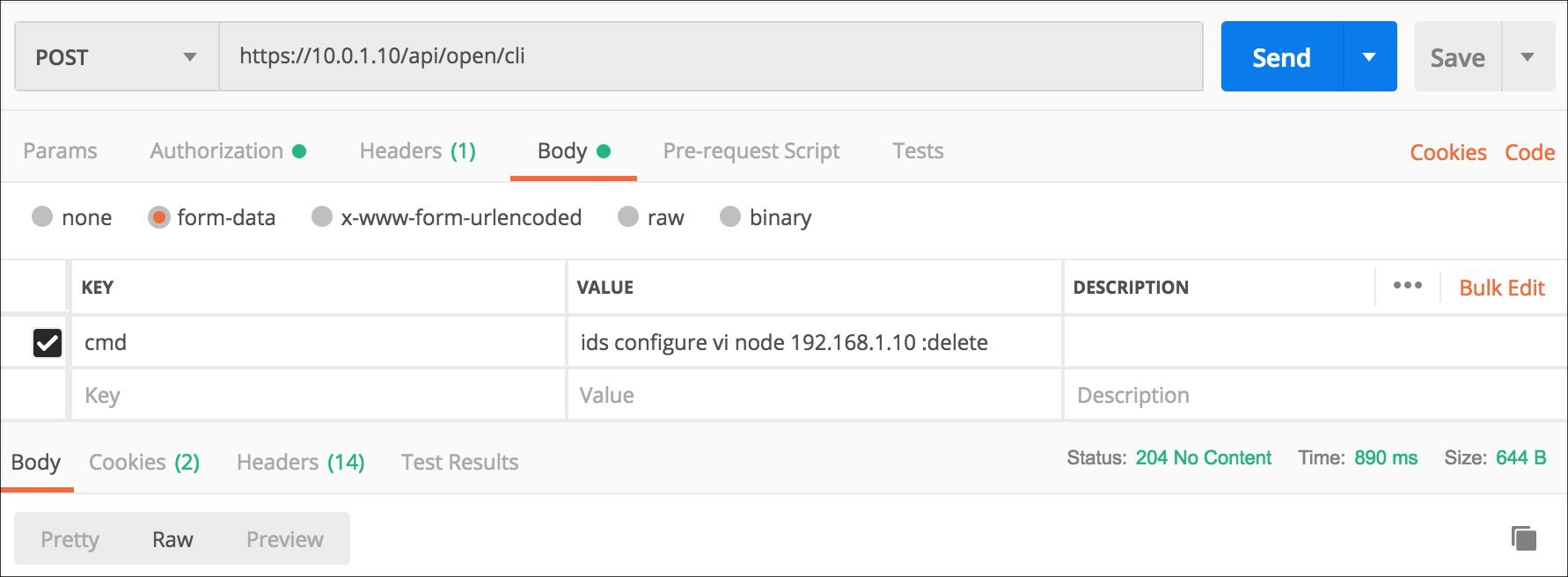 Example of a CLI command