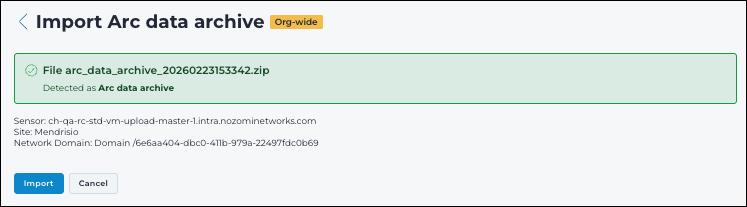 Import an Arc data archive