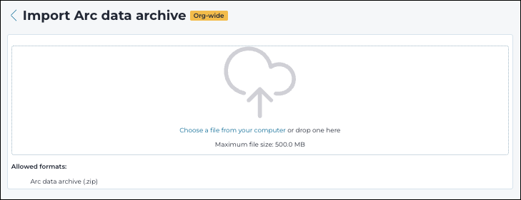 Import an Arc data archive