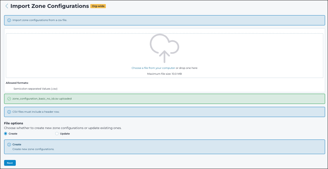 Zone Configuration Example Text File Import zone configurations
