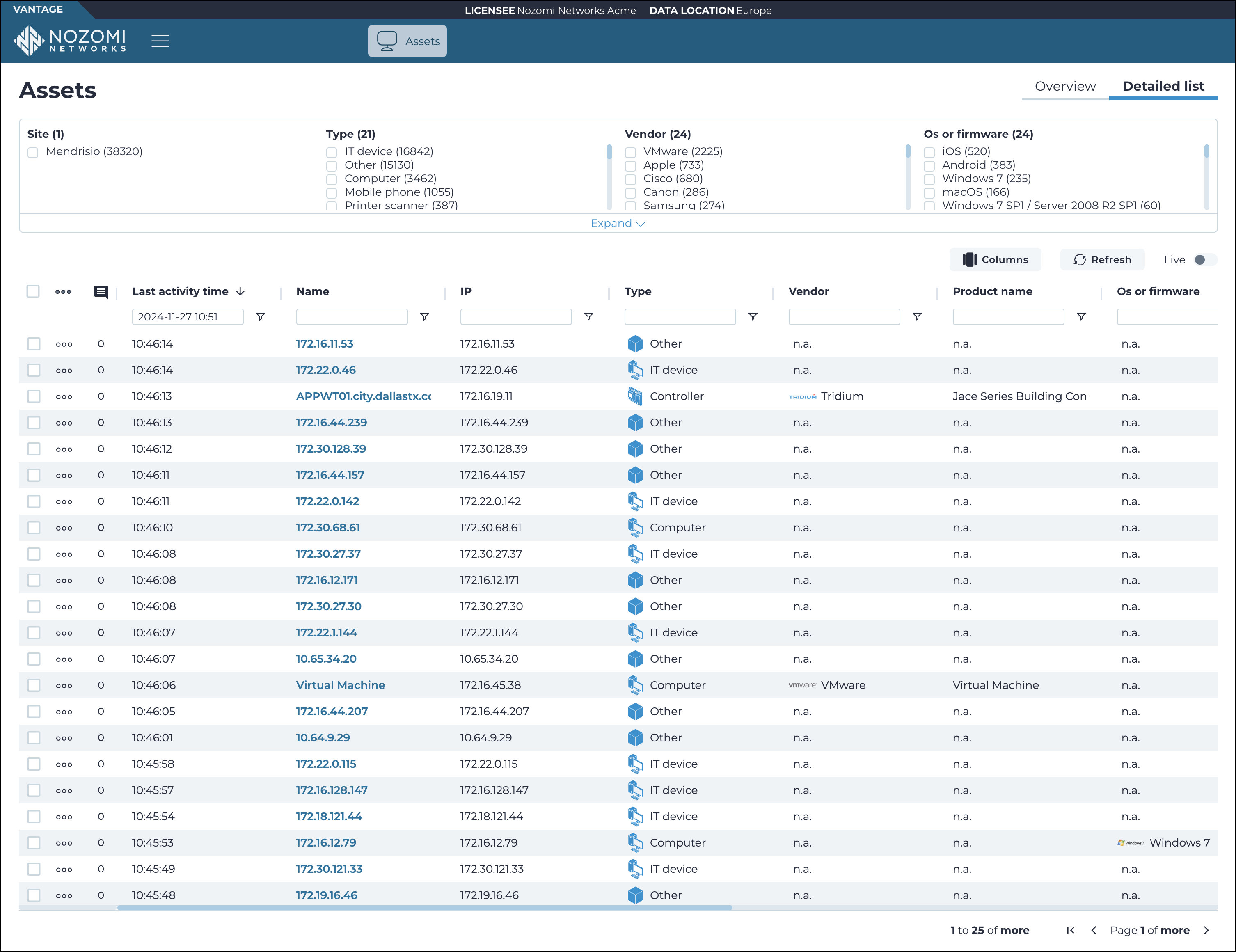 Detailed list page