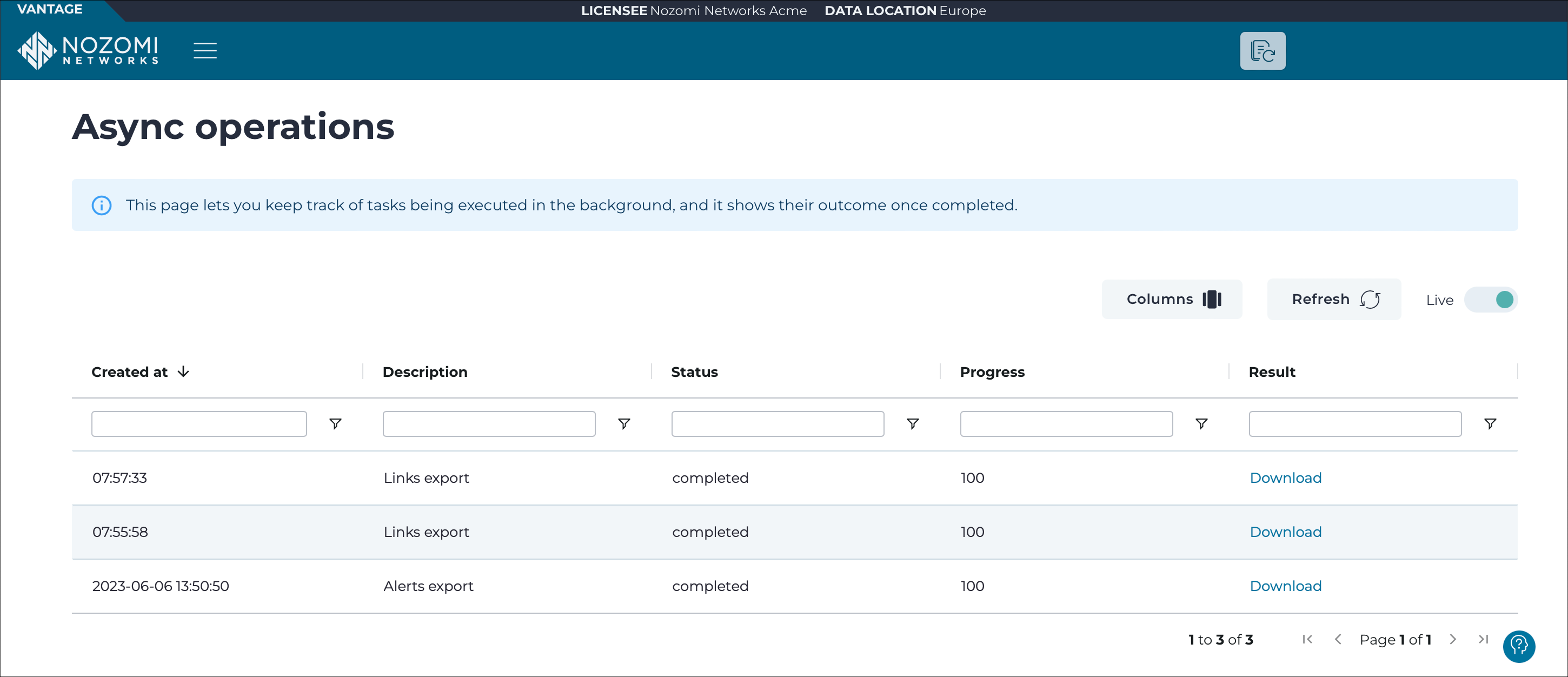 Async operations page