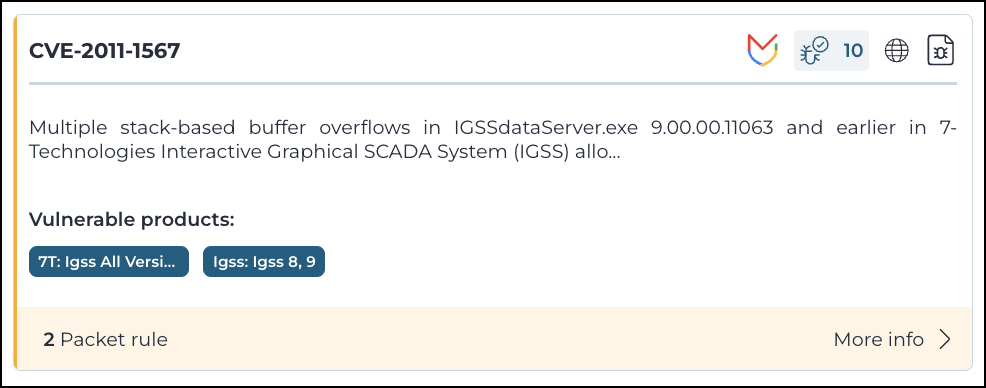 Image of the vulnerability threat card highlighting key details