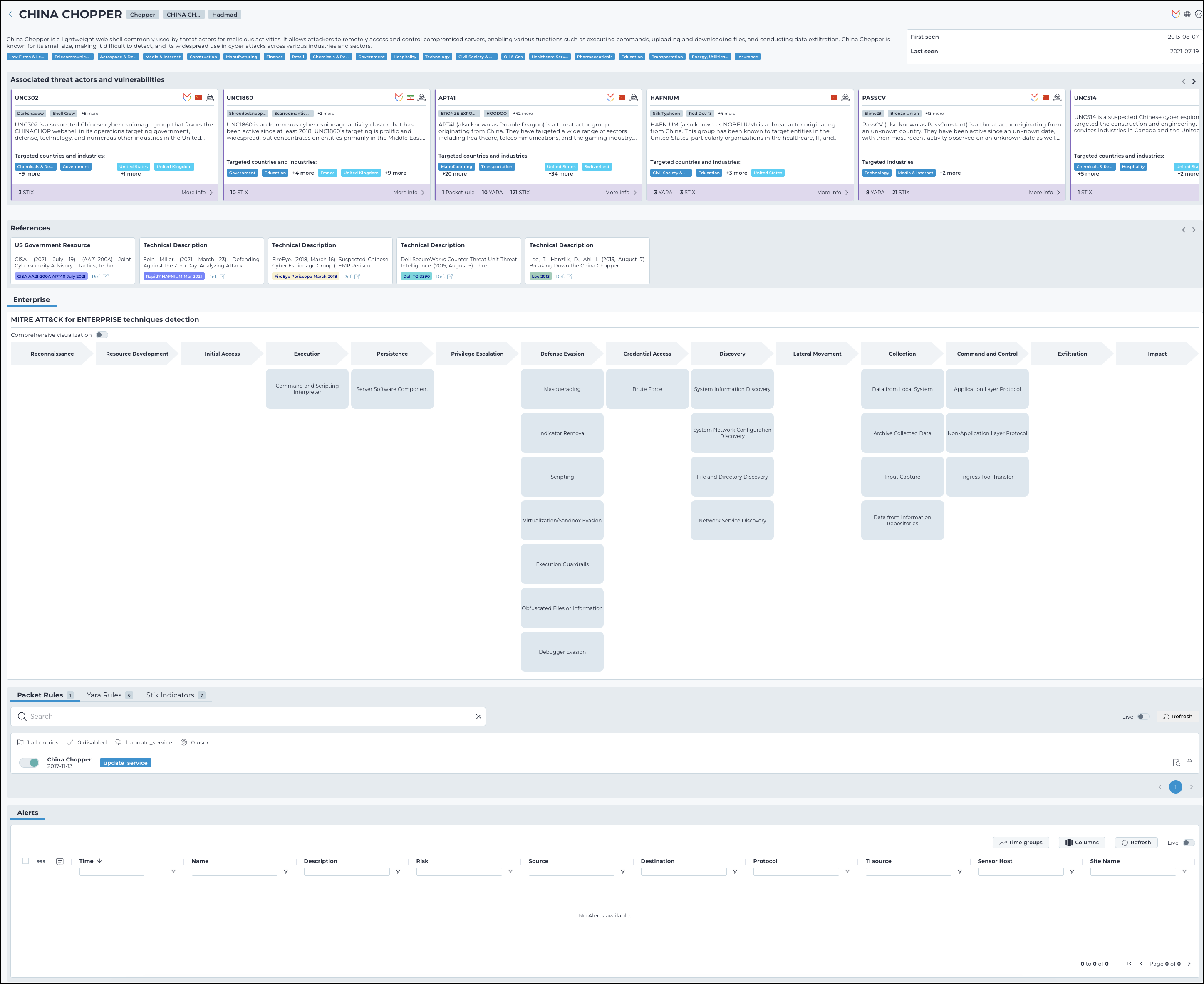 View of details page of a malware threat card