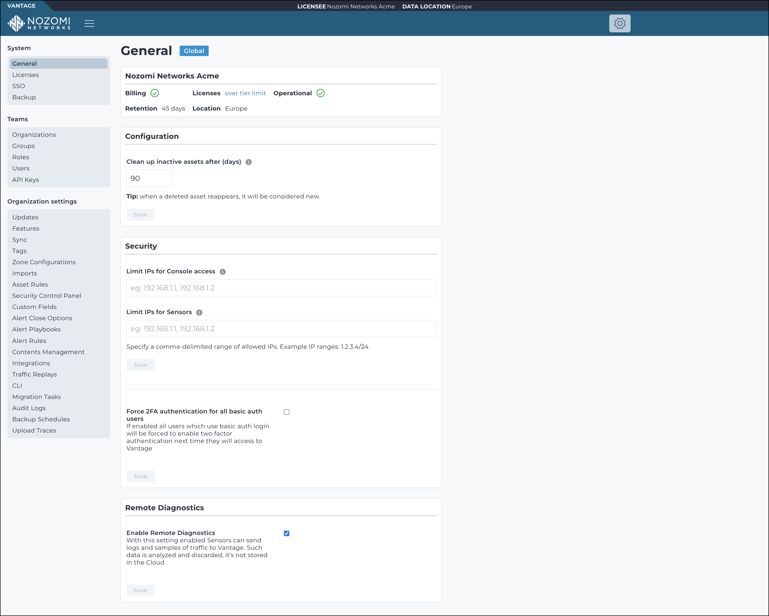 Administration page