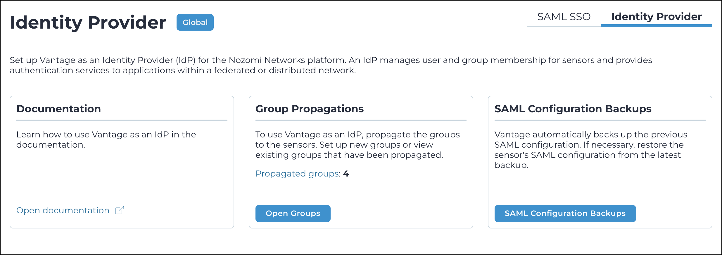 Identity Provider page