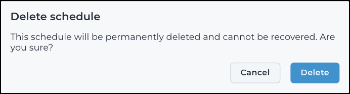 Delete schedule confirmation dialog