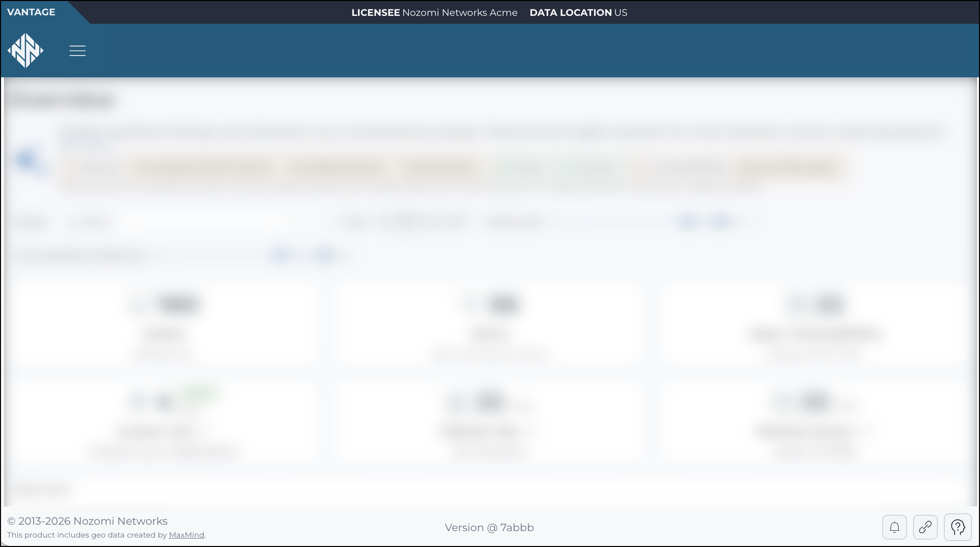 Vantage footer bar showing the What's new, Copy current page URL, and Documentation and support buttons