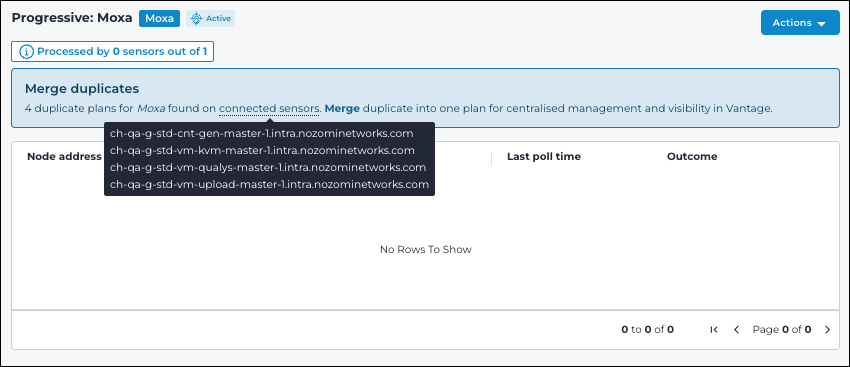 Merge duplicates notification showing a tooltip with the list of connected sensors that have duplicate plans