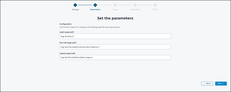 Define strategy-specific parameters for the selected Smart Polling plan.
