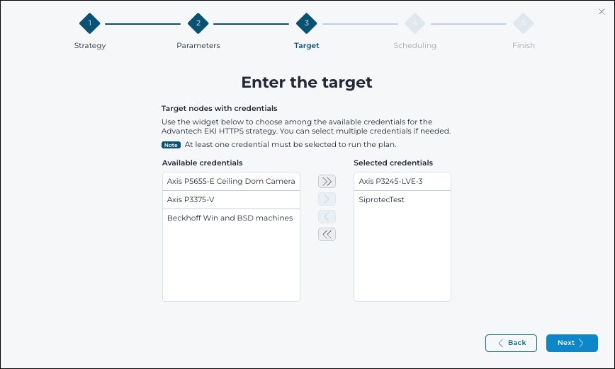 Select credentials required for the Smart Polling target (credentials version)