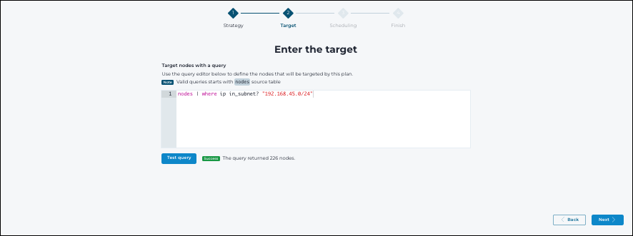 The target page that shows a query entry